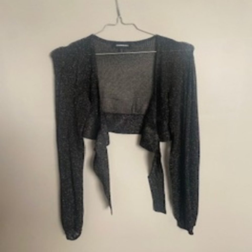 Express cropped wrap around glittery sweater